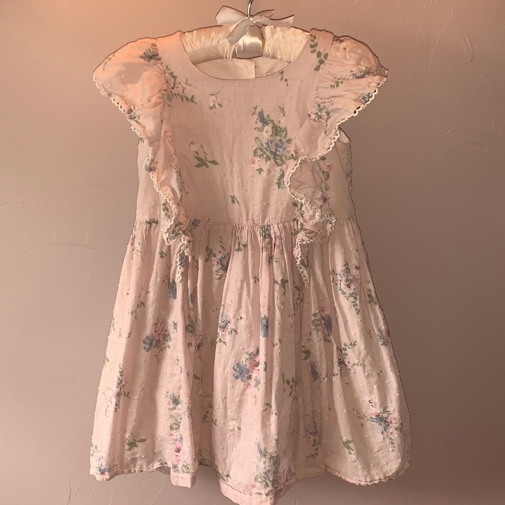 Light Pink Floral Ruffle Lace Dress 5T Malandrino